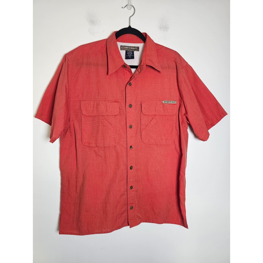 Outdoor ExOfficio Adventure Shirt Mens Medium Red Short Slv Ventilated Utility